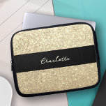Luxury Sparkle Gold Glitter Name Laptop Sleeve<br><div class="desc">Luxury Sparkle Gold Glitter Name Laptop Sleeve</div>