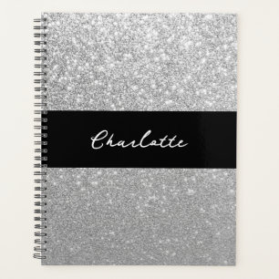 Luxury Sparkle Silver Glitter Name Planner