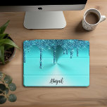 Luxury Sparkle Teal Dripping Glitter Personalised, iPad Pro Cover<br><div class="desc">Beautiful Luxury Sparkle Teal Dripping Glitter With Brushed Metal Texture Design Personalised iPad Pro Cover</div>