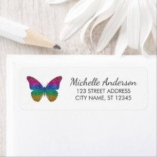 Luxury Sparkling Glitter Butterfly Return Address 
