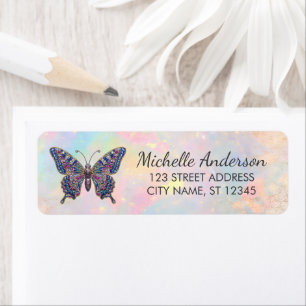 Luxury Sparkling Glitter Butterfly Return Address 
