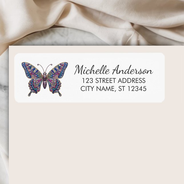 Luxury Sparkling Glitter Butterfly Return Address  (Creator Uploaded)