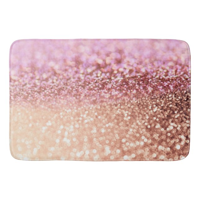 Luxury Sparkling Pink Ombre Glitter Gradient Bath Mat (Front)