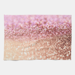 Luxury Sparkling Pink Ombre Glitter Gradient Tea Towel