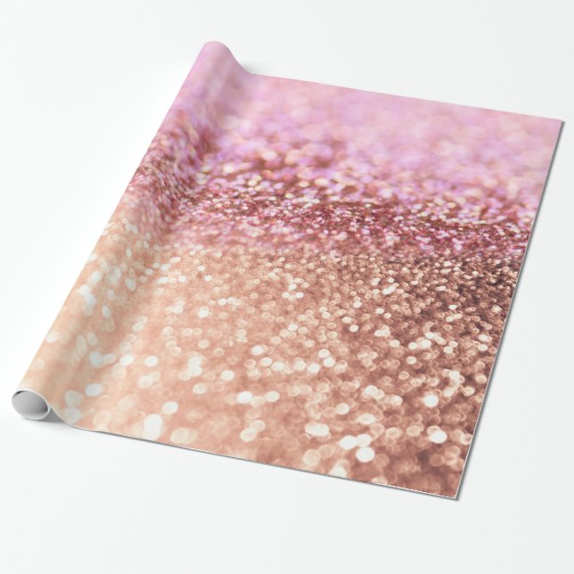 Luxury Sparkling Pink Ombre Glitter Gradient Wrapping Paper (Unrolled)
