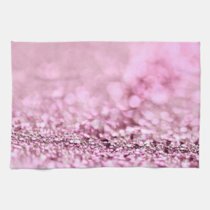Luxury Sparkling Pink Rose Gold Glitter Tea Towel