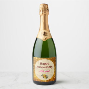 Luxury Sparkling Wine Gold Glitter Marble Customiz Label