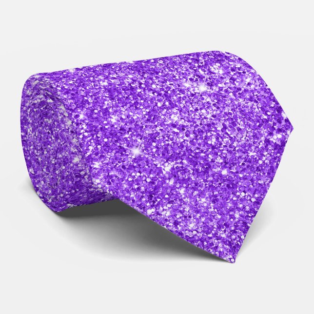 Luxury Sparkly Bright Violet Glitter Tie (Rolled)
