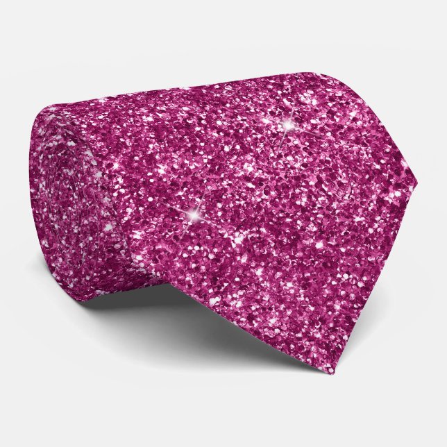Luxury Sparkly Dark Magenta Glitter Tie (Rolled)