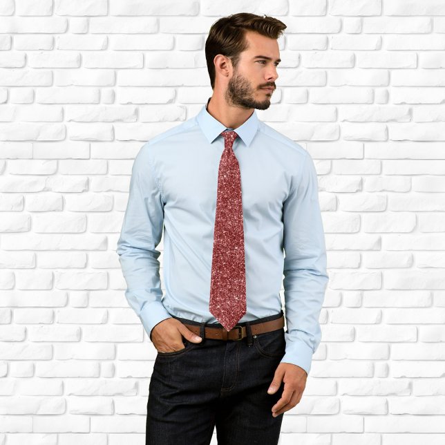 Luxury Sparkly Dark Red Glitter Tie (Dark Red Glitter Neck Tie)