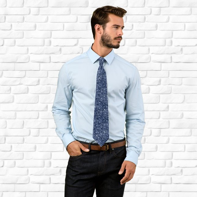 Luxury Sparkly Midnight Blue Glitter Tie (Midnight Blue Glitter Neck Tie)