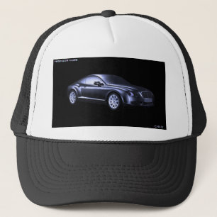 luxury sports car on 2 tone trucker cap