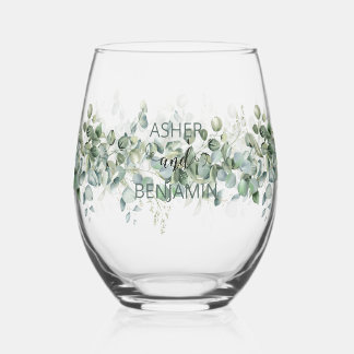 Luxury Spring Wildflower Ivy Leave Garden Seamless Stemless Wine Glass