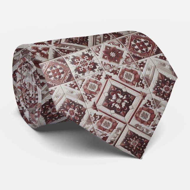 Luxury Statement Burgundy Moroccan Neck Tie (Rolled)