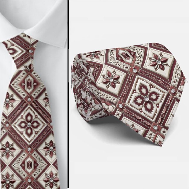 Luxury Statement Burgundy Moroccan Neck Tie (Creator Uploaded)