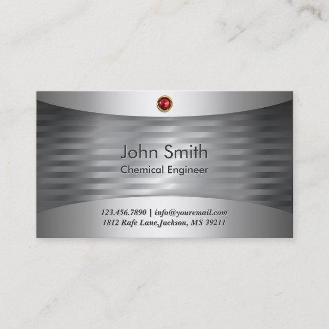 Luxury Steel Chemical Engineer Business Card (Front)