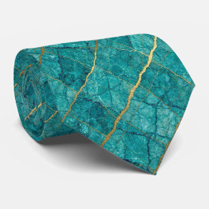 Luxury Stone Tie Turquoise, Teal & Gold Marble