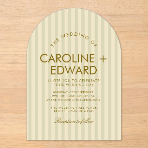 Luxury striped Arched Wedding Acrylic Invitations