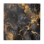 Luxury style black and gold marble effect tile<br><div class="desc">You can add a touch of luxury to your home with these black and gold marble effect ceramic tiles. The intricate veining detail and elegant colour palette with splashes of gold creates a sophisticated and timeless seamless design. Perfect for any modern home and for adding a touch of glamour to...</div>