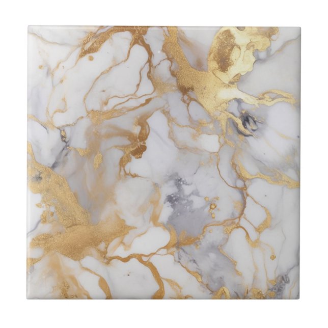 Luxury style white and gold marble effect tile (Front)