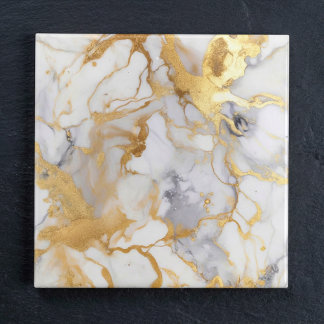 Luxury style white and gold marble effect tile