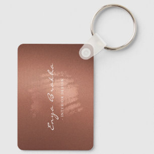 Luxury Stylish Bronze Business Name Logo Key Ring