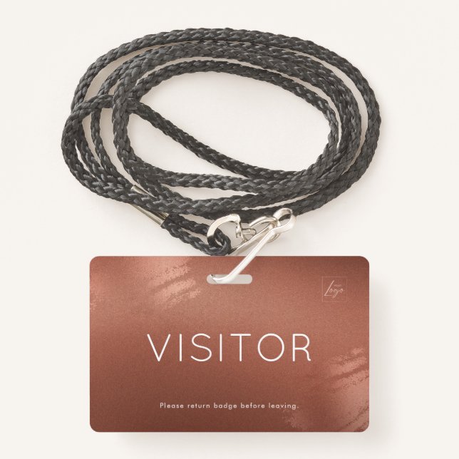 Luxury Stylish Bronze Business Visitor ID ID Badge (Front with Lanyard)