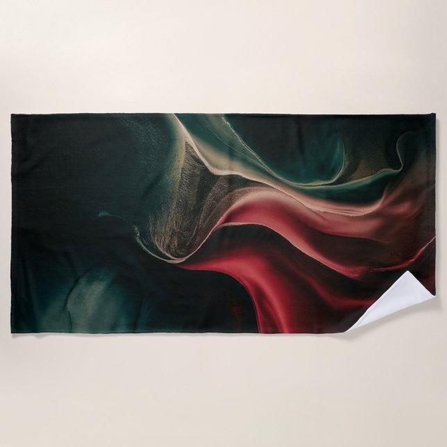 Luxury Stylish Elegant Chic Modern Black red green Beach Towel (Front)