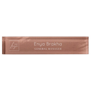 Luxury Stylish Script Bronze Business Logo Nameplate