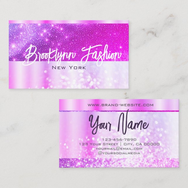 Luxury Stylish Vibrant Girly Pink Chic Ombre Frame Business Card (Front/Back)