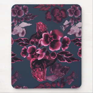 Luxury Stylish Watercolor Navy Blue Burgundy Mouse Mat