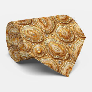 Luxury Suit Tie Camel + Gold Geode Neck Tie