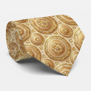 Luxury Suit Tie Camel + Gold Geode Neck Tie