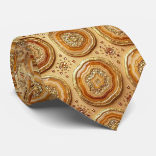 Luxury Suit Tie Camel + Gold Geode Neck Tie