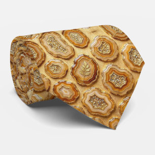 Luxury Suit Tie Camel + Gold Geode Neck Tie