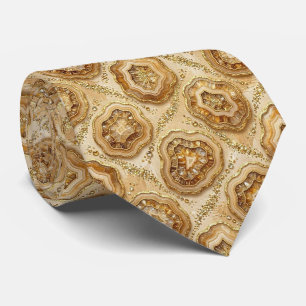 Luxury Suit Tie Camel + Gold Geode Neck Tie