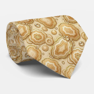 Luxury Suit Tie Camel + Gold Geode Neck Tie