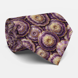 Luxury Suit Tie Deep Plum + Gold Geode Neck Tie