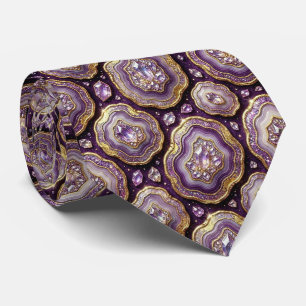 Luxury Suit Tie Deep Plum + Gold Geode Neck Tie