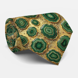 Luxury Suit Tie Forest Green Gold Geode Neck Tie