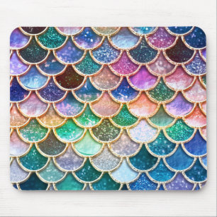 Luxury summerly multicolor Glitter Mermaid Scales Mouse Mat