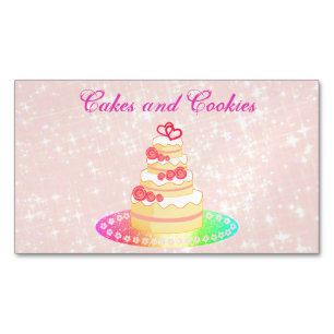 Luxury Sweet Pink Cakes Magnetic Business Card