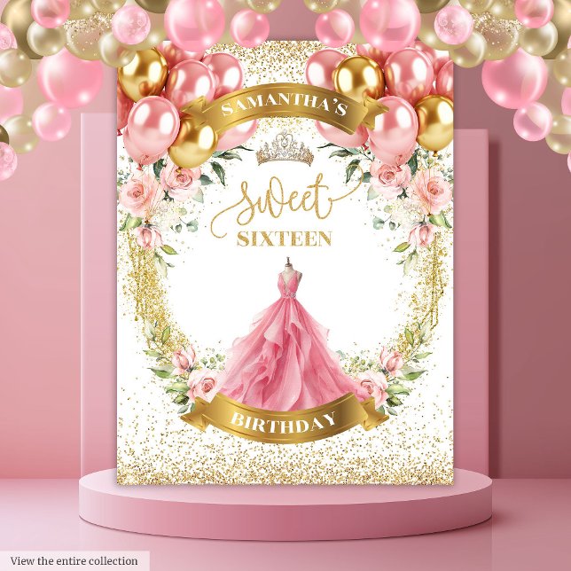 Luxury Sweet Sixteen Backdrop Blush Roses Glitter Tapestry (Luxury Sweet Sixteen Backdrop Blush Roses Glitter)