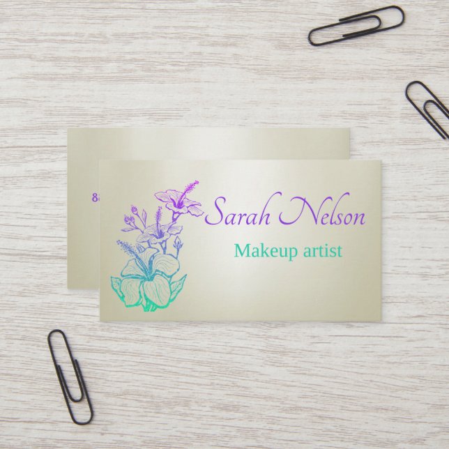  Luxury Sweet Sparkly Makeup Business Card (Front/Back In Situ)