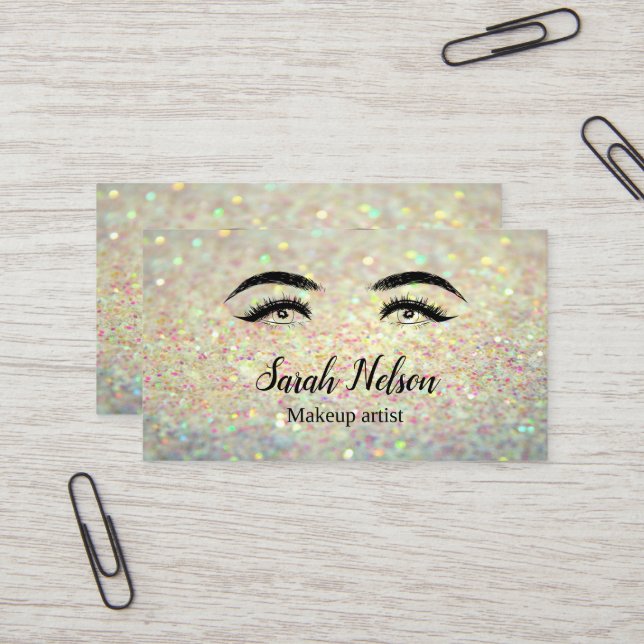  Luxury Sweet Sparkly Makeup Business Card (Front/Back In Situ)
