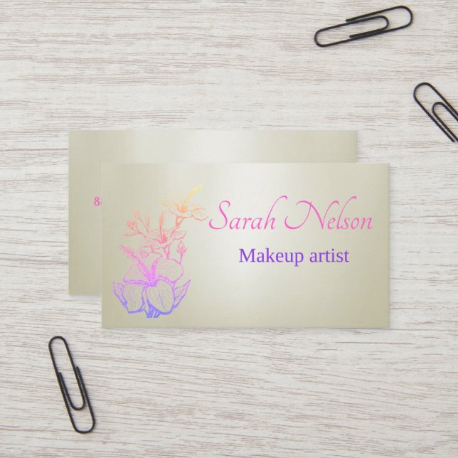  Luxury Sweet Sparkly Makeup Business Card (Front/Back In Situ)