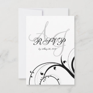 Luxury Swirl Double Monogram Wedding RSVP Card