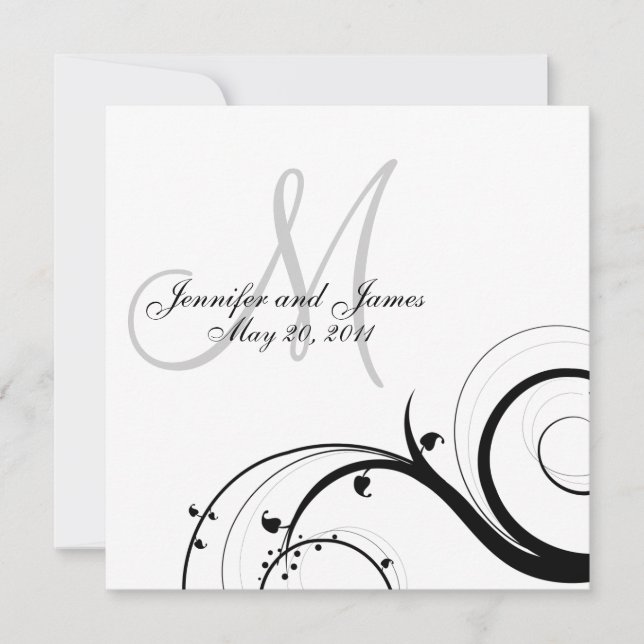 Luxury Swirl Monogram Wedding Invitations (Front)