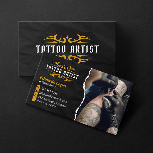 Luxury Tattoo Artist Gold Black Tattoo Shop Business Card