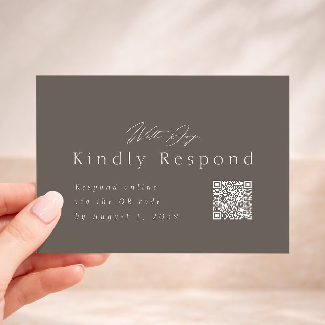 Luxury Taupe QR Code RSVP Card (Creator Uploaded)